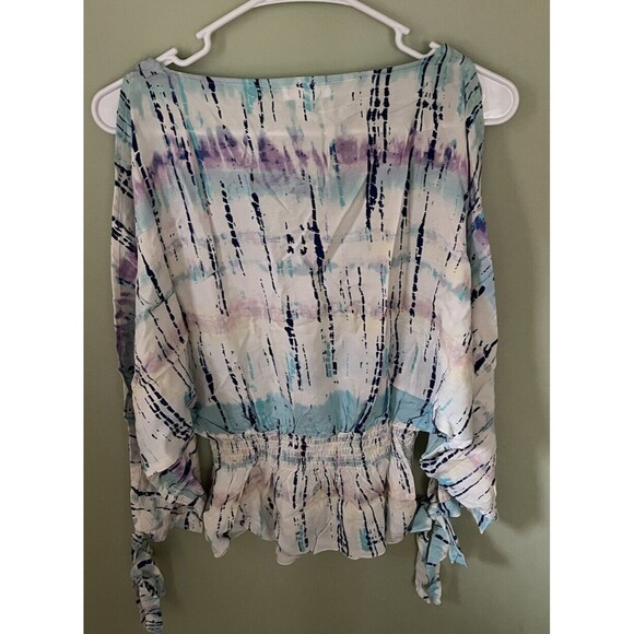 Venus Women's 3/4 Sleeve Top Blouse Multicolor Pattern Elastic Waist US 2 - Picture 7 of 7